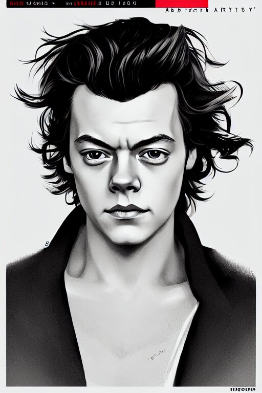 harry styles, manga cover art, detailed color portrait, artstation trending, 8 k, greg rutkowski