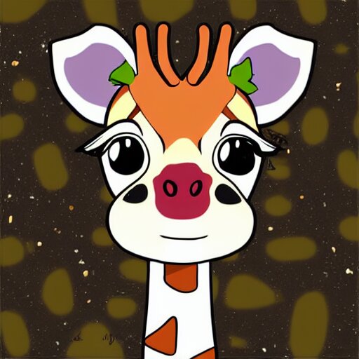 cute anthro anime giraffe, digital art