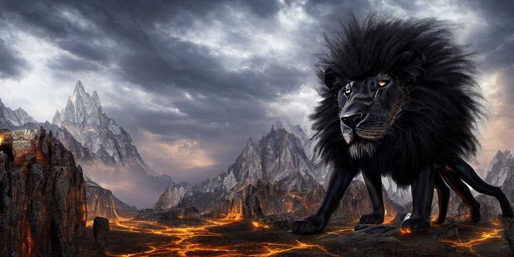 A lion roaring on rock In the glaciers 