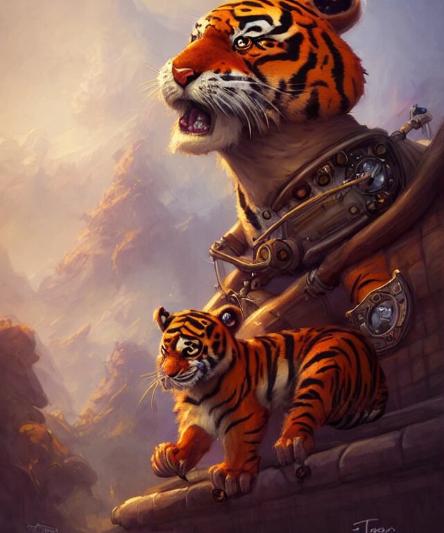 make the tiger human and the train an engine