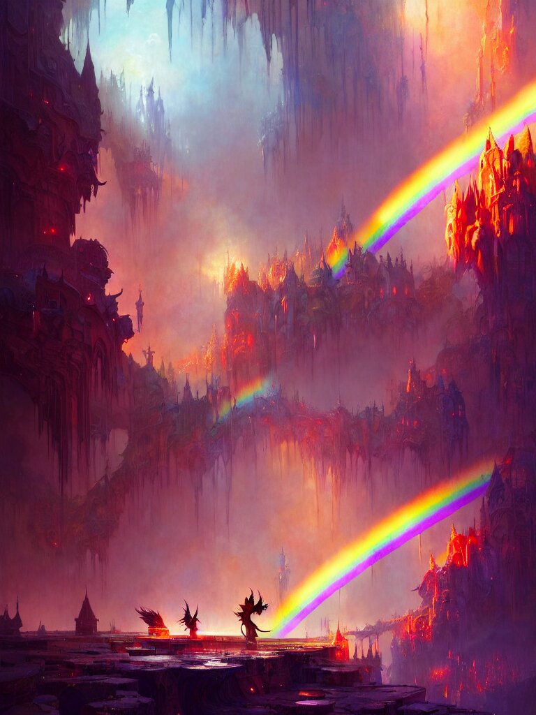 Rainbow with rain 