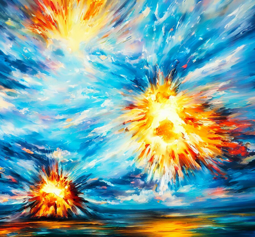 nuclear explosion, abstract, acrilic paint, brush paint, heavenly atmosphere, paint, ultra detailed, beautiful image, resolution, artstation