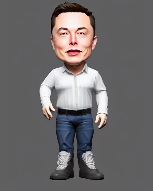 full body 3d render of elon musk as a funko pop, studio lighting, white background, blender, trending on artstation, 8k, highly detailed