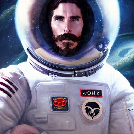 christian bale as an eccentric space explorer, by yuumei, bayard wu, wlop, tim white, ross tran, photorealistic, 4 k 