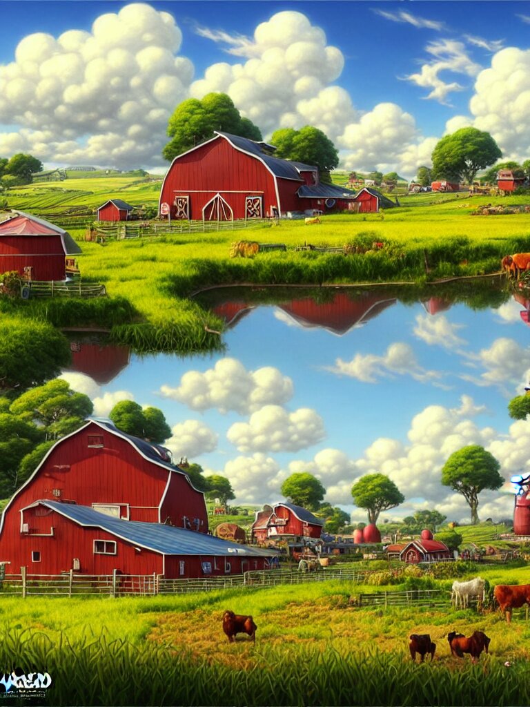 Wide view of a farm, nice clouds, godray, fantasy, intricate, richly detailed colored 3D illustration of an underground dungeon with background with completely rendered reflections, art by Range Murata and Artgerm highly detailed, digital painting, trending on artstation, sharp focus, D&D, illustration, style of Stanley Artgerm, perfect smile vogue, awards. Turn it into an underground dungeon