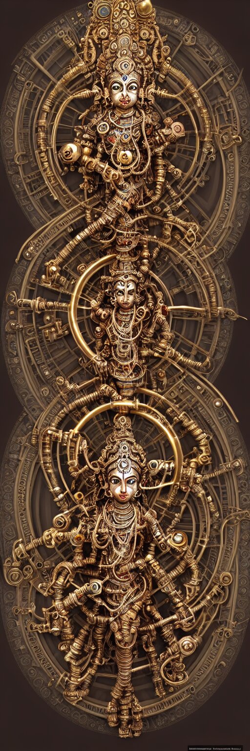 steampunk cybernetic biomechanical hindu god natraj, symmetrical, front facing, 3 d model, very coherent symmetrical artwork, unreal engine realistic render, 8 k, micro detail, gold and steel intricate, elegant, highly detailed, digital painting, artstation, smooth, sharp focus, illustration, artgerm, tomasz alen kopera, wlop 