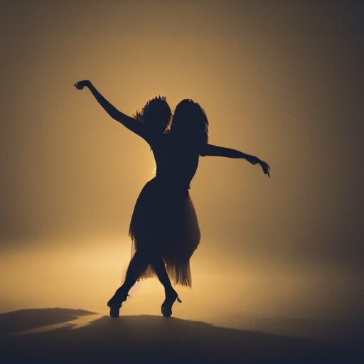 Woman Dancing Suggestively as a Silhouette in Fog. darken the silhouette and make it fight against the fog