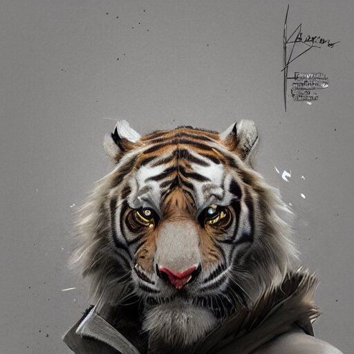 a beautfiul award winning aesthetic commission of an antrho albino tiger wearing a black padded hooded puffer jacket,digital art,art by greg rutkowski,character design by charles bowater,ross tran,photorealistic,detailed face,hyperdetailed,western comic,2021,artstation,deviantart