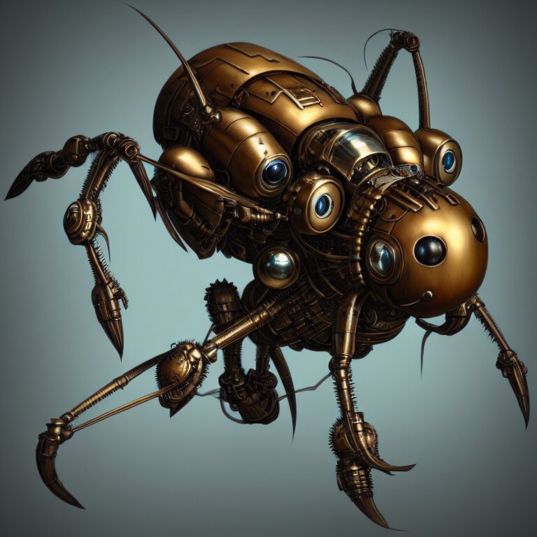 steampunk robot hornet, 3 d model, unreal engine realistic render, 8 k, micro detail, intricate, elegant, highly detailed, centered, digital painting, artstation, smooth, sharp focus, illustration, artgerm, tomasz alen kopera, wlop 