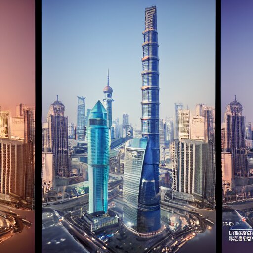 china 3D colored tall buildings 