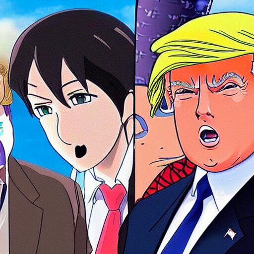 donald trump in an anime, studio ghibli style,