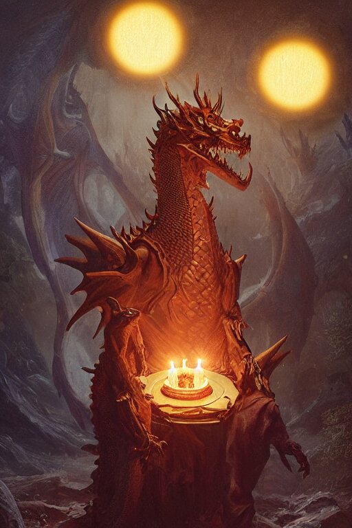 a humanoid dragon stands inside a magical circle by greg rutkowski, magic realism, hyper realistic, 2 0 0 mm lens, candlelight. change the human to a dragon