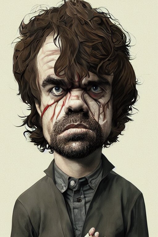 peter dinklage in sleepy hollow, full body, big two toned eyes, teeth gritted, horror, intricate details, cinematic, epic, realistic, anatomy, tomer hanuka, uplight, artstation, photorealistic, scary