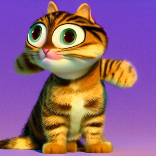 pixar movie, brown tabby cat, 3 d, Turn it into an Anime Cat. Turn it into an anime cat