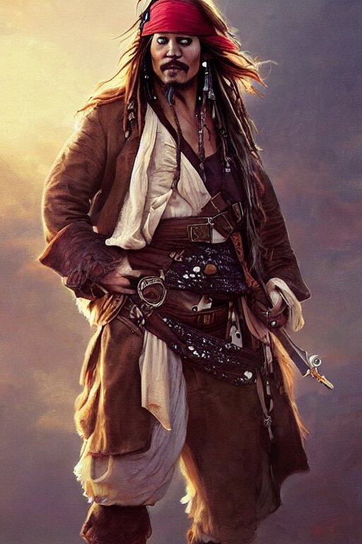 Boris Johnson as Captain Jack Sparrow, Boris Johnson hairstyle, masculine figure, highly detailed, digital painting, artstation, concept art, smooth, sharp focus, illustration, cinematic lighting, art by artgerm and greg rutkowski and alphonse mucha