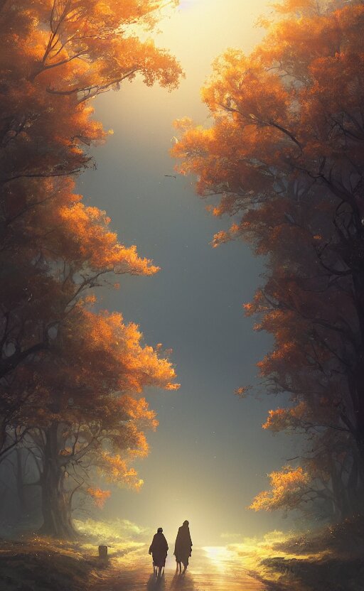 a cloaked adventure standing in a winding road, gas lamps. Country road, country landscape, trees. wide view, desolate. digital illustration, very vibrant colors, soft lighting, adventurous, atmospheric lighting, 8K, octane render. By Makoto Shinkai, Stanley Artgerm Lau, WLOP, Rossdraws, James Jean, Andrei Riabovitchev, Marc Simonetti, krenz cushart, Sakimichan, D&D trending on ArtStation, digital art.