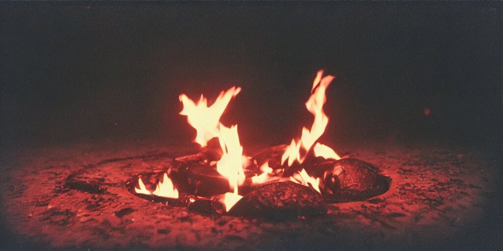 Detailed medium format photo, polaroid still from Tarkovsky movie, penguin standing on burning hot coals, haze, high production value, intricate details, 8 k resolution, hyperrealistic, hdr, photorealistic, high definition, technicolor, award - winning photography, masterpiece, amazing colors. turn the picture into real fire