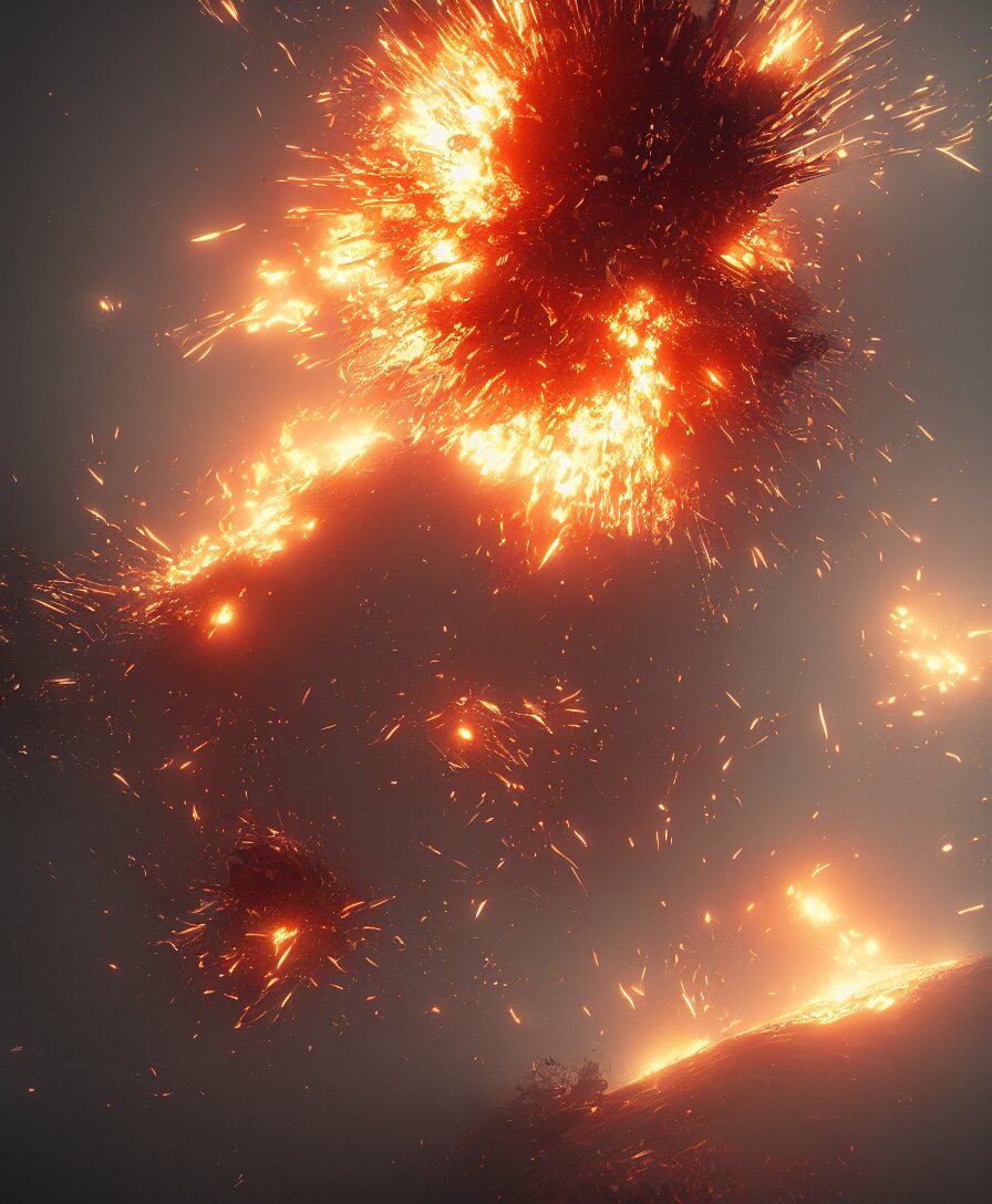 hyper realistic explosion, art by Greg Rutkowski, Intricate, Ultra Detailed, Photorealistic, Vibrante Colors, Trending on ArtStation, Octane Render, 4K, 8K. turn it into a nuclear blast