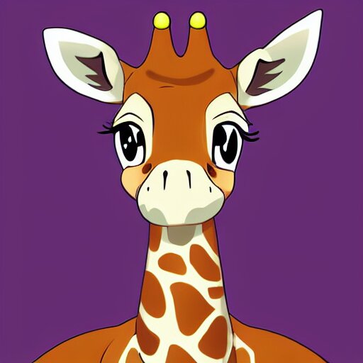 cute anthro anime giraffe, digital art