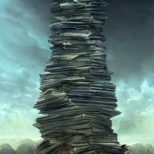 mountain of papers on top of the earth