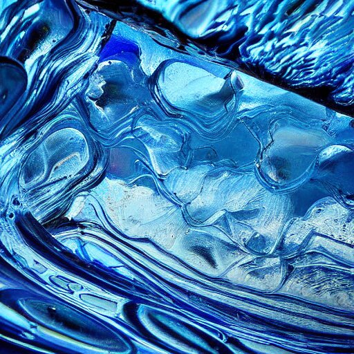 ocean wave made of blue - toned shards of glass, three - dimensional, landscape photography, glass