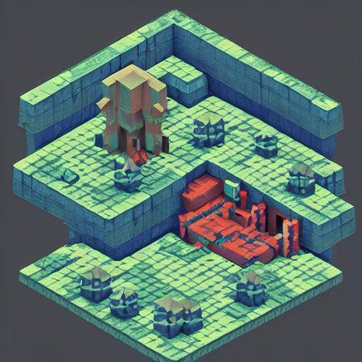 lovecraftian horror, isometric, voxels, game art