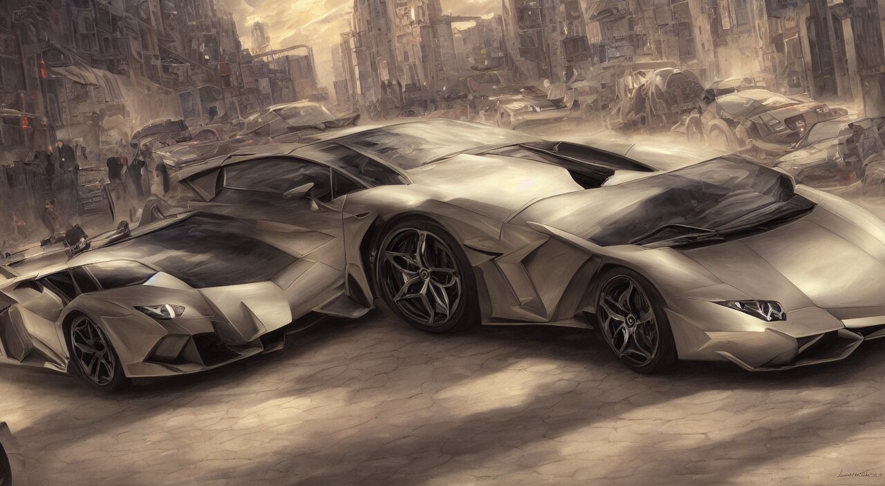 Lamborghini, abstract, detail-less, centered, digital painting, artstation, concept art, donato giancola, Joseph Christian Leyendecker, WLOP, Boris Vallejo, Breathtaking, 8k resolution, far from detailed, beautiful, establishing shot, artistic, hyperrealistic, ugly face, octane render, lackluster lighting, mild lighting. Vague, whimsical, like a piece of abstract art.