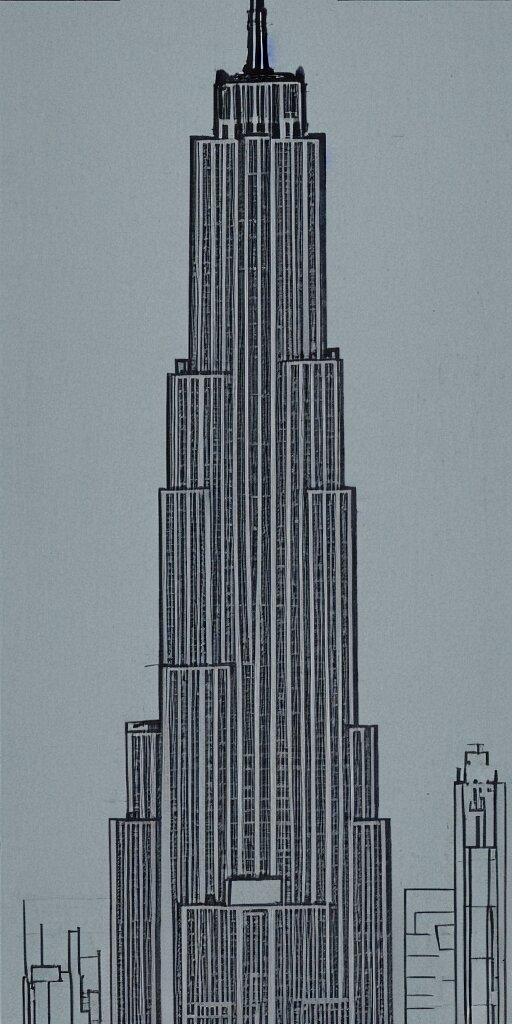 Concrete Edifice - Empire State Building, New York City, USA. get rid of the blueprint and make the building look as if it's been cut out of a vertical chunk of concrete.