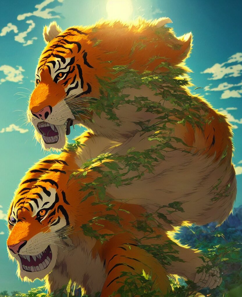 Tiger and lion 