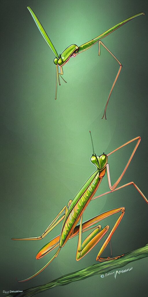 praying mantis, blurred environment background, sharp focus, digital art, concept art, post processed, dynamic lighting, by emylie boivin and rossdraws