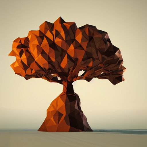 a low poly 3d object of the tree, large and majestic