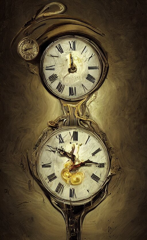 A melting Roman numeral clock in the style of the painting the persistence of memory by Salvador Dali, dynamic lighting, photorealistic fantasy concept art, trending on art station, stunning visuals, creative, cinematic, ultra detailed - a manga character. Change the clock to a manga character