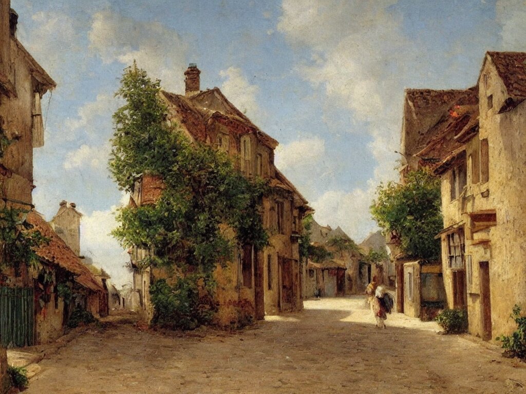 a street in a small village, by jean - baptist monge,