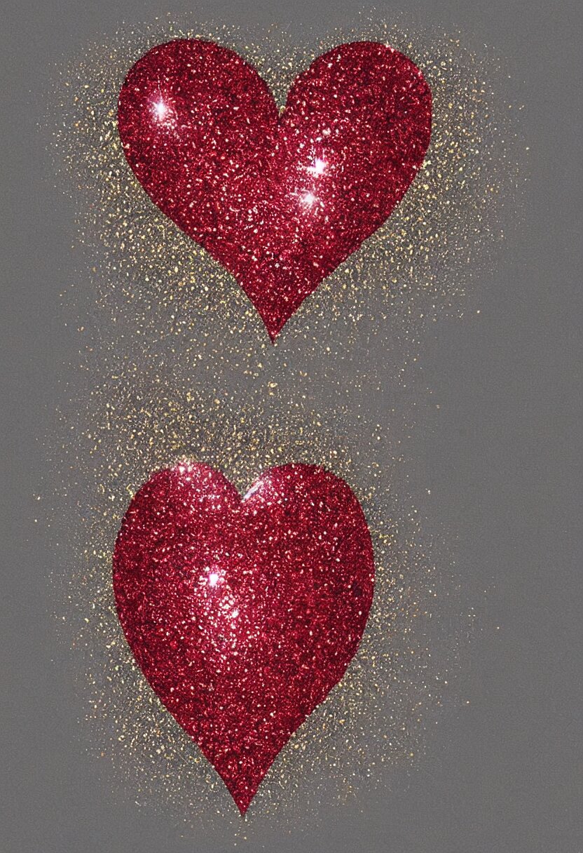 high detailed painting of a heart on glitter, 8 k rendering