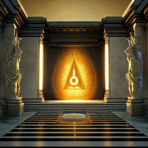 Illuminati temple of the gods, octane render, 8k, dramatic, epic, cinematic, perfect lighting