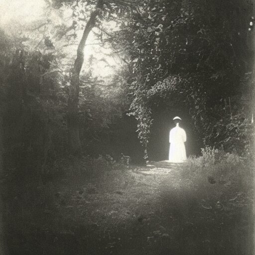ghostly figure of a woman standing in front of them, her eyes blazing