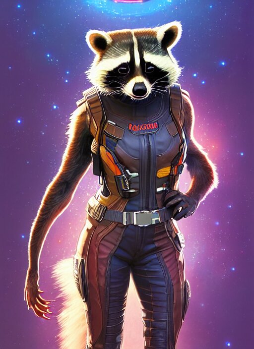 portrait of apex legends rocket racoon, guardians of the galaxy, intricate, elegant, glowing lights, highly detailed, digital painting, artstation, glamor pose, concept art, smooth, sharp focus, illustration, art by artgerm and greg rutkowski, artey freytag