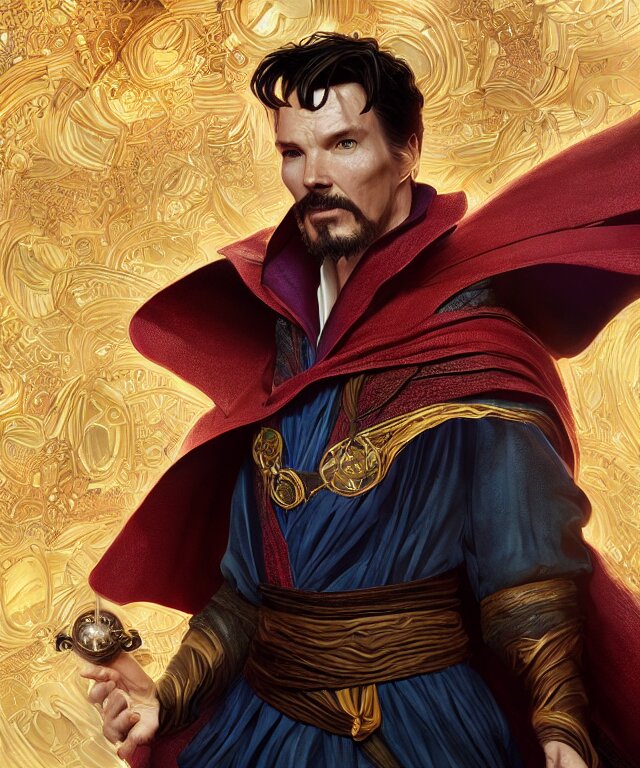 doctor strange, female, au naturel, hyper detailed, digital art, trending in artstation, cinematic lighting, studio quality, smooth render, unreal engine 5 rendered, octane rendered, art style by klimt and nixeu and ian sprigger and wlop and krenz cushart. she's holding a crystal ball