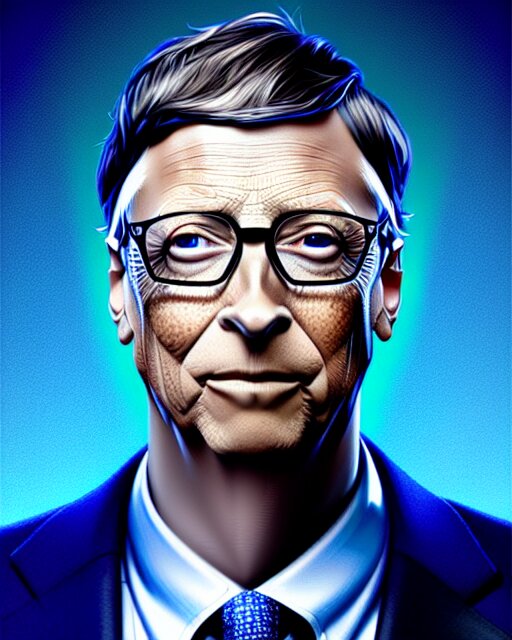 symmetry portrait of blue color bill gates, glam, power, glowing lights intricate, elegant, highly detailed, digital painting, artstation, concept art, smooth, sharp focus, illustration, art by artgerm and greg rutkowski and fra angelico and unreal engine 5 