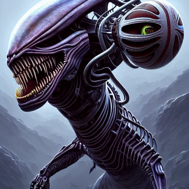 a alien with his weapon