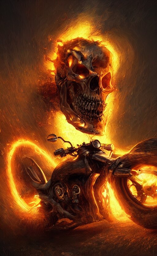 dead as ghost rider, dynamic lighting, photorealistic fantasy concept art, trending on art station, stunning visuals, terrifying, creative, cinematic