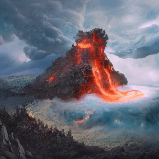 down shot of a volcano crater, backlit, highly detailed, soft ambient lighting, sharp focus, rule of thirds, epic, masterpiece, digital art, artgerm, wlop, arney freytag, rossdraws, frank frazetta, andrei riabovitchev, hd, octane, 4 k 