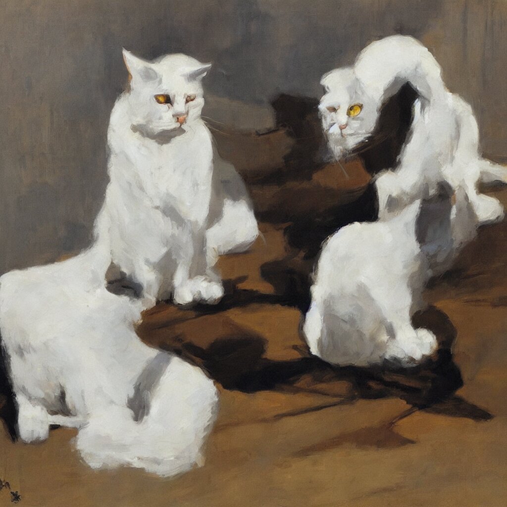 A Noble White Cat, Ben Aronson 1950. made entirely of black and white pixels