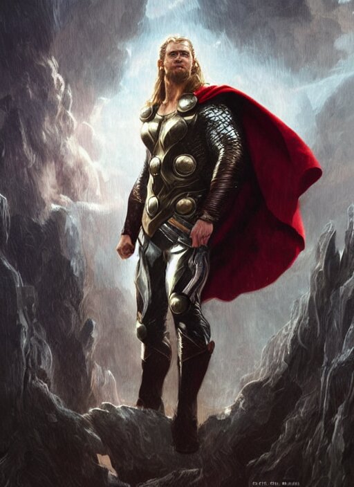 Henry Cavill as Thor, medieval European fantasy art, intricate and elegant, highly detailed, with a smooth, sharp focus, by artgerm and greg rutkowski and alphonse mucha. alter the clothing, hair, and accessories to be medieval European