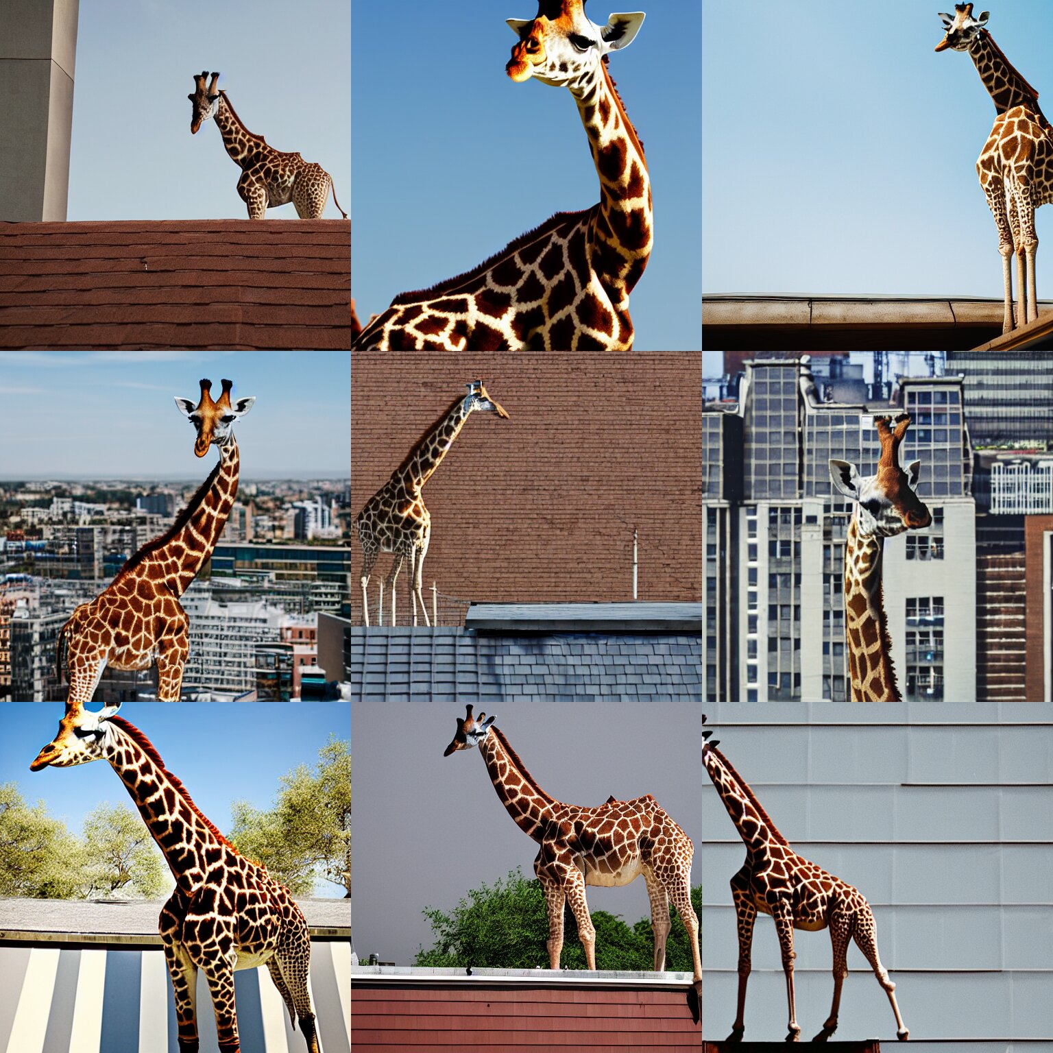 giraffe standing on the rooftop 