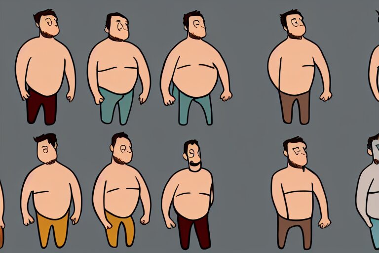 Drawn guy, in full growth, in different styles, with different backgrounds