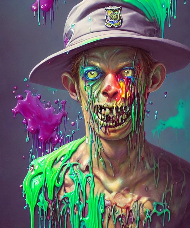 Beautiful 3 5 mm photograph of a slimy rotting zombie wearing a luxury hotel uniform and luxury hotel hat, dripping with luxurious liquid, stephen bliss, unreal engine, greg rutkowski, loish, rhads, beeple, makoto shinkai and lois van baarle, ilya kuvshinov, rossdraws. Have it be a luxurious hotel lobby