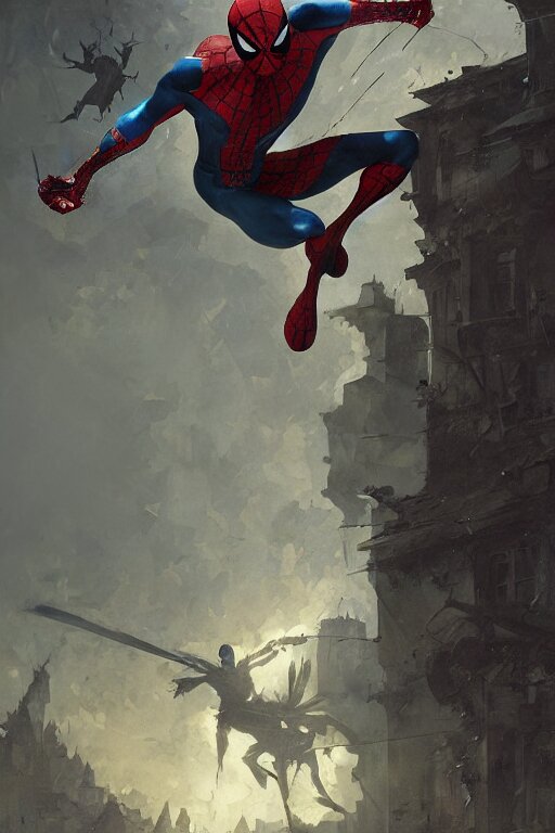 , legendary spiderman, heroic fighter, decorative ornaments, battle armor, by carl spitzweg, ismail inceoglu, vdragan bibin, hans thoma, greg rutkowski, alexandros pyromallis, perfect face, sharply focused, sharply detailed, centered, realistic shading