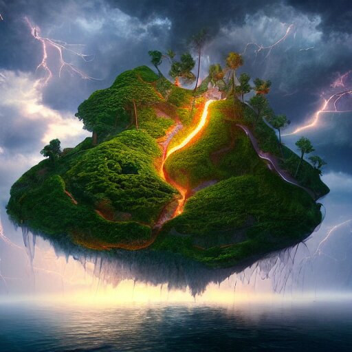 topographical dreamscape island, thunderstorm, high quality 8 k resolution, trending on artstation, cgsociety, hyperdetailed