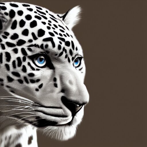 a Nobel white leopard, trending wallpaper, black background,front view, hyper realistic